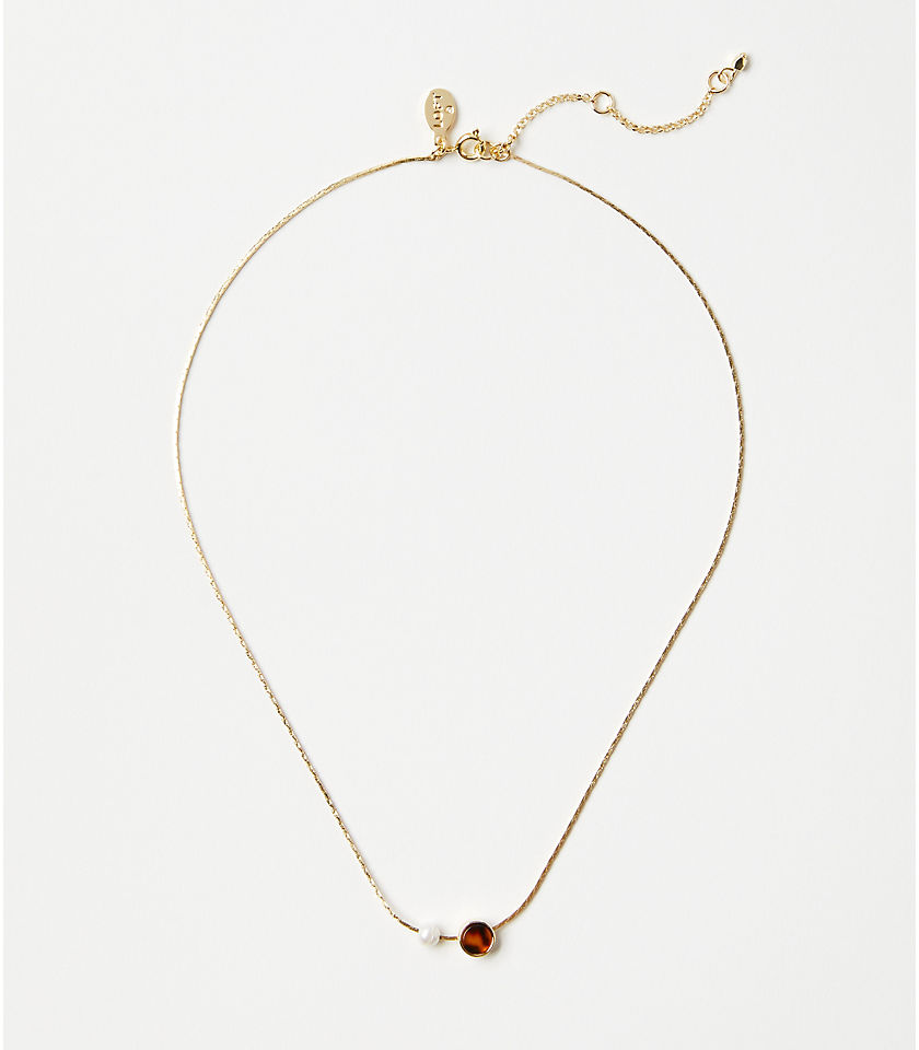 Tortoiseshell Print Delicate Charm Necklace