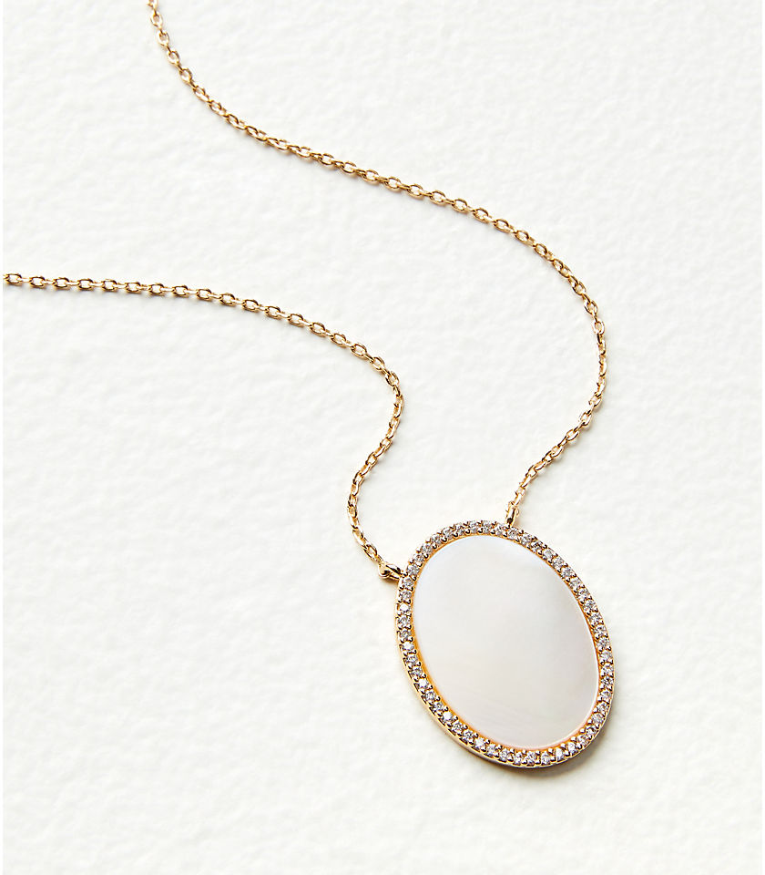 Mother Of Pearl Crystal Pendant Necklace