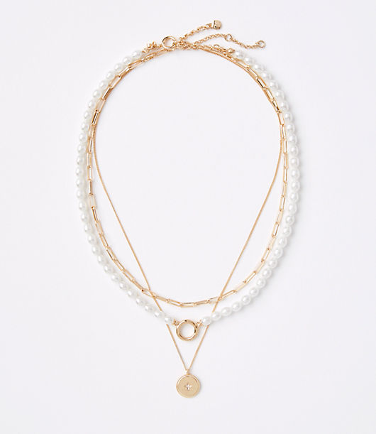 Pearlized Layered Necklace Set