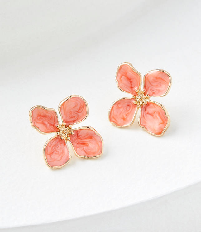 Oversized Flower Stud Earrings - Pink Anise