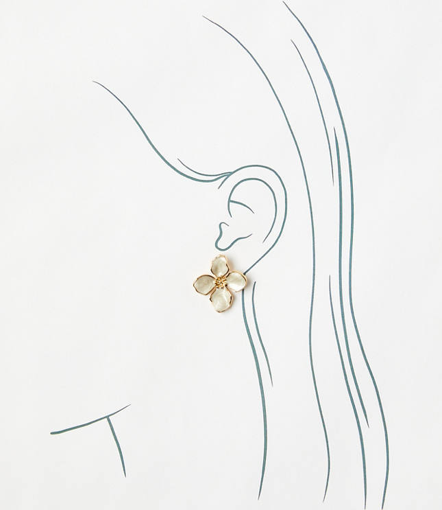 Oversized Flower Stud Earrings - Mother Of Pearl