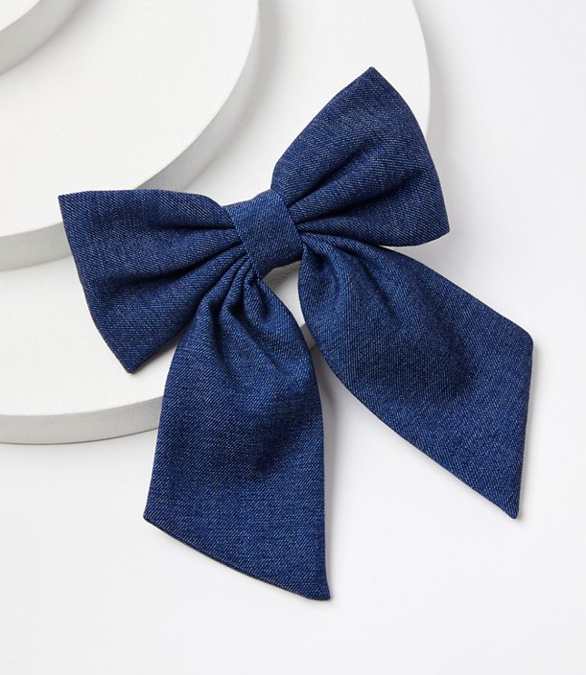 Denim Bow Barrette