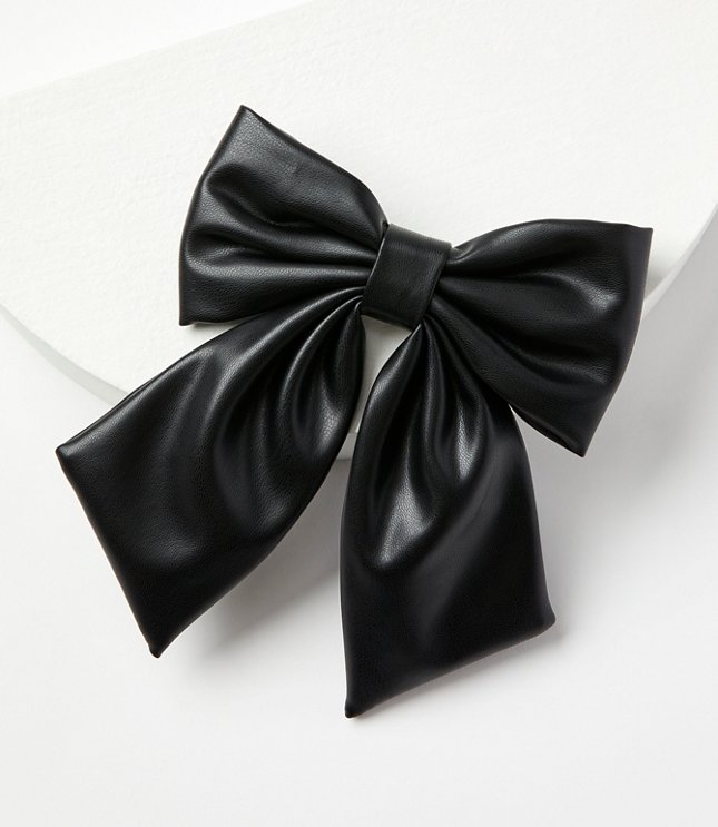 Faux Leather Bow Barrette