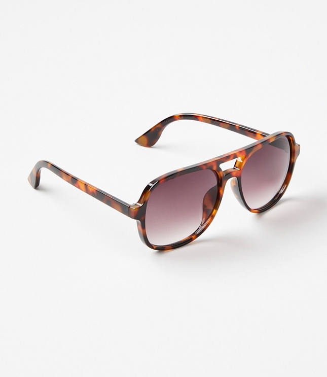 Tortoiseshell Print Modern Aviator Sunglasses