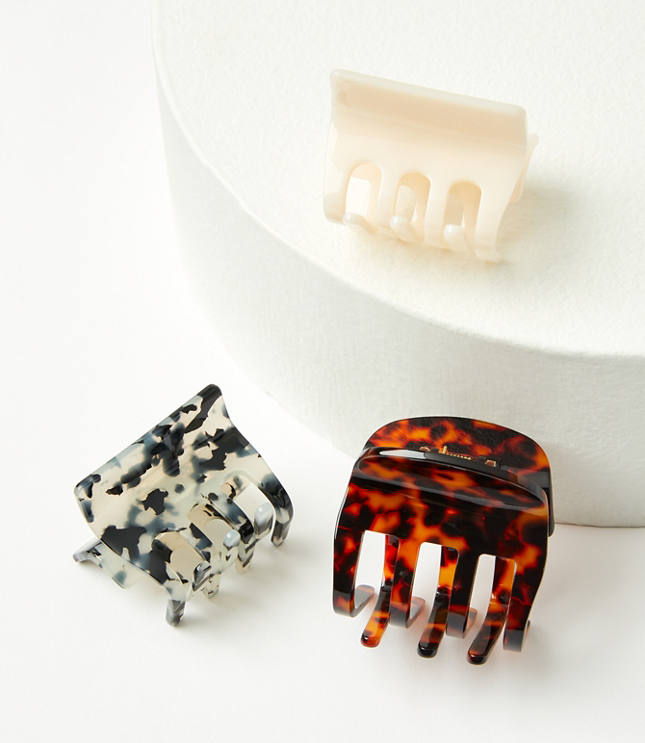 Mixed Tortoiseshell Print Hair Clip Set