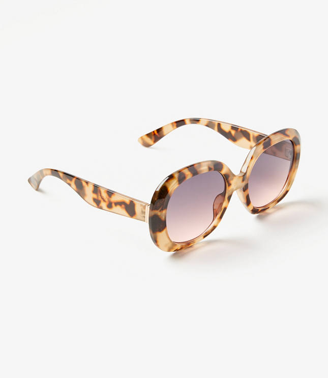 Tortoiseshell Print Oversized Round Sunglasses