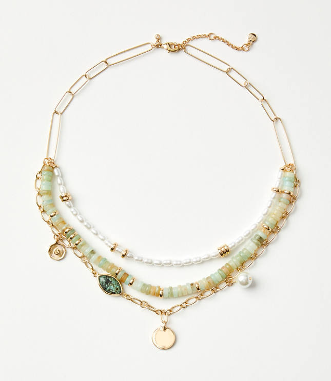 Pearlized Layered Charm Necklace