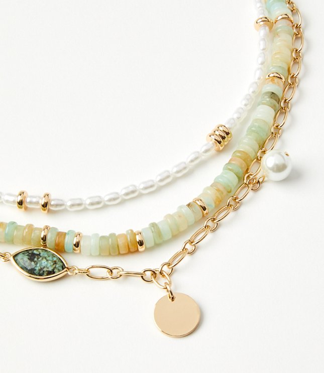 Pearlized Layered Charm Necklace