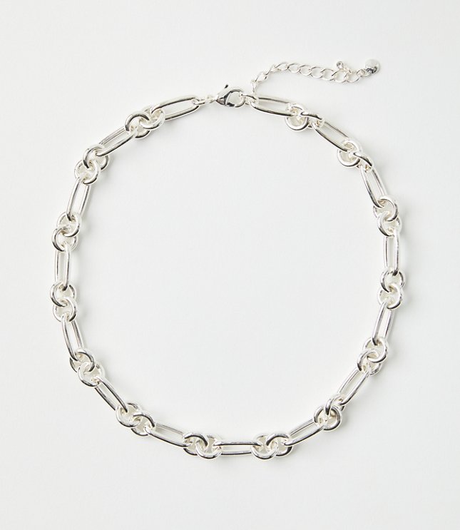 Textured Chain Link Necklace - Goldtone