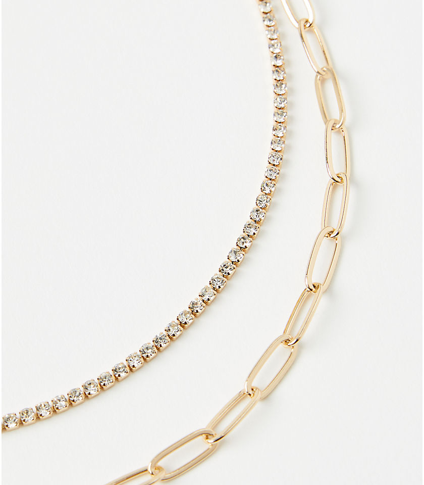 Chain Link Layered Tennis Necklace