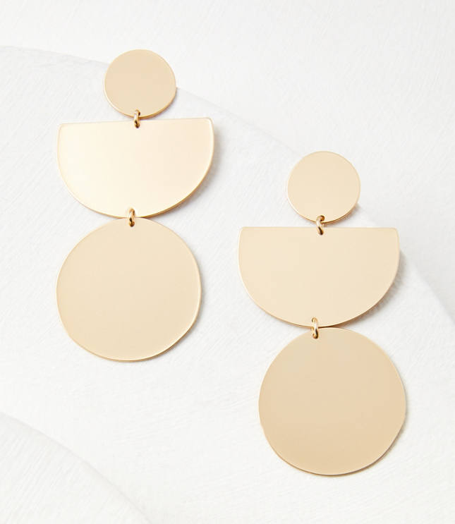 Brushed Metal Drop Statement Earrings