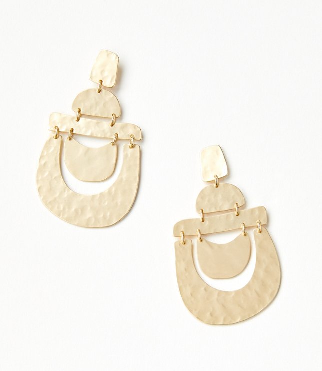 Brushed Abstract Metal Statement Earrings