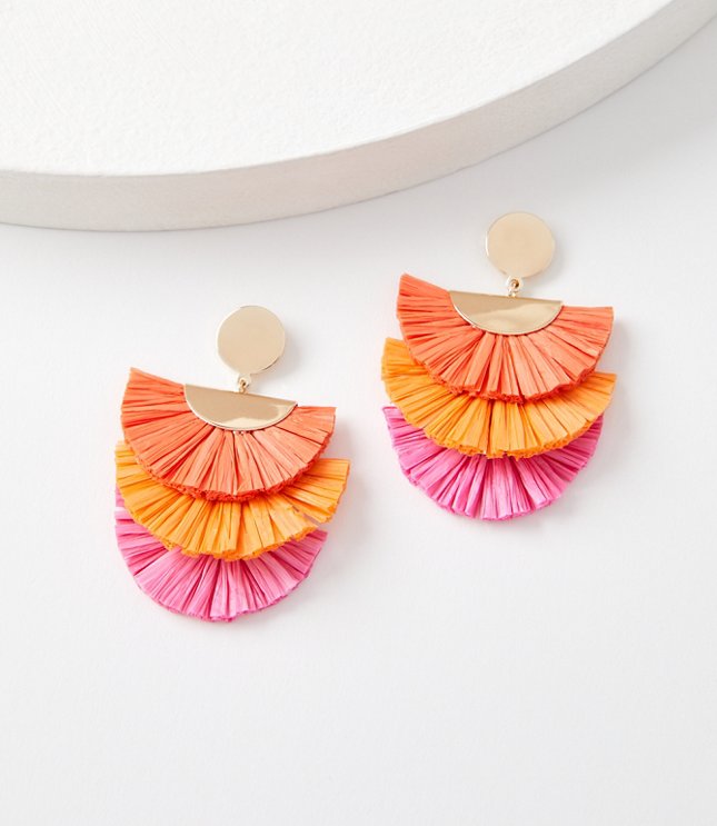 Ombre Raffia Layered Drop Earrings