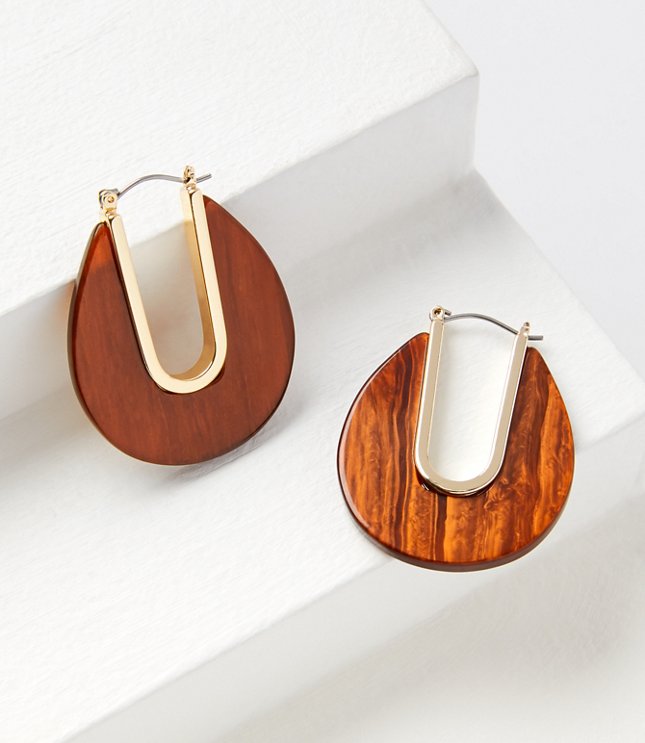 Wood Teardrop Statement Earrings