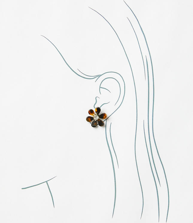 Tortoiseshell Print Flower Stud Earrings