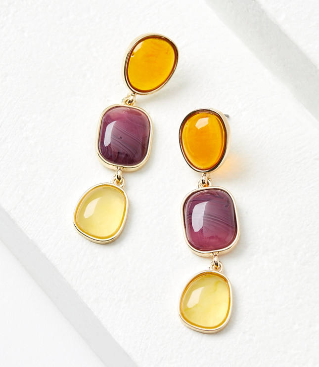 Mixed Stone Drop Statement Earrings - Perfect Plum