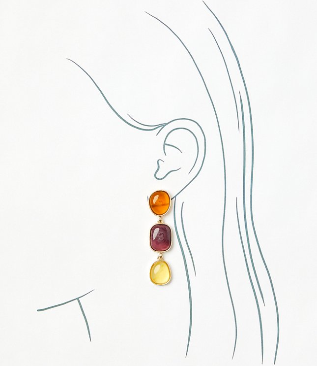 Mixed Stone Drop Statement Earrings - Perfect Plum