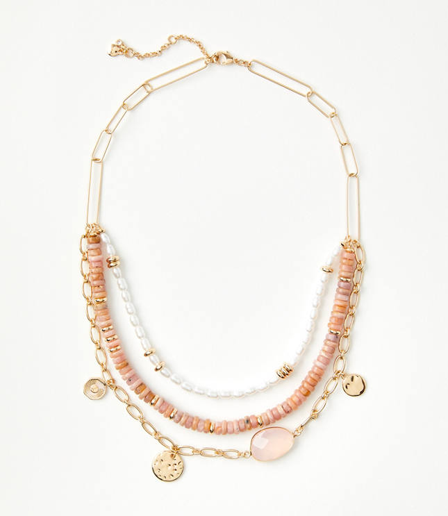 Pearlized Layered Charm Necklace