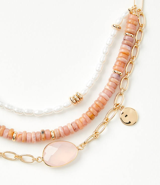 Pearlized Layered Charm Necklace