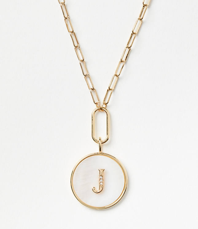 Pave Mother Of Pearl Initial Coin Necklace carousel Product Image 1