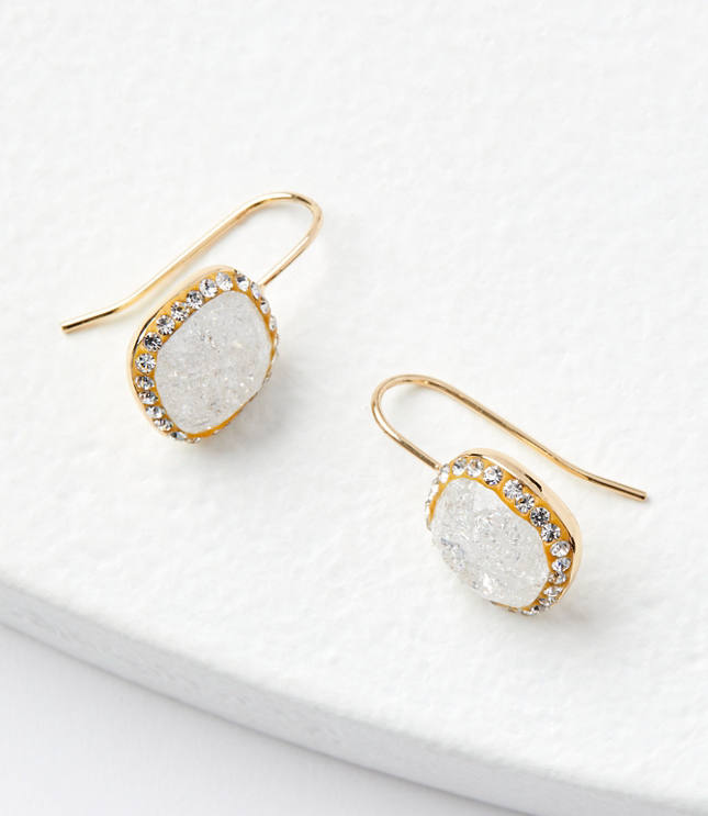 Pave Bordered Pull Through Earrings