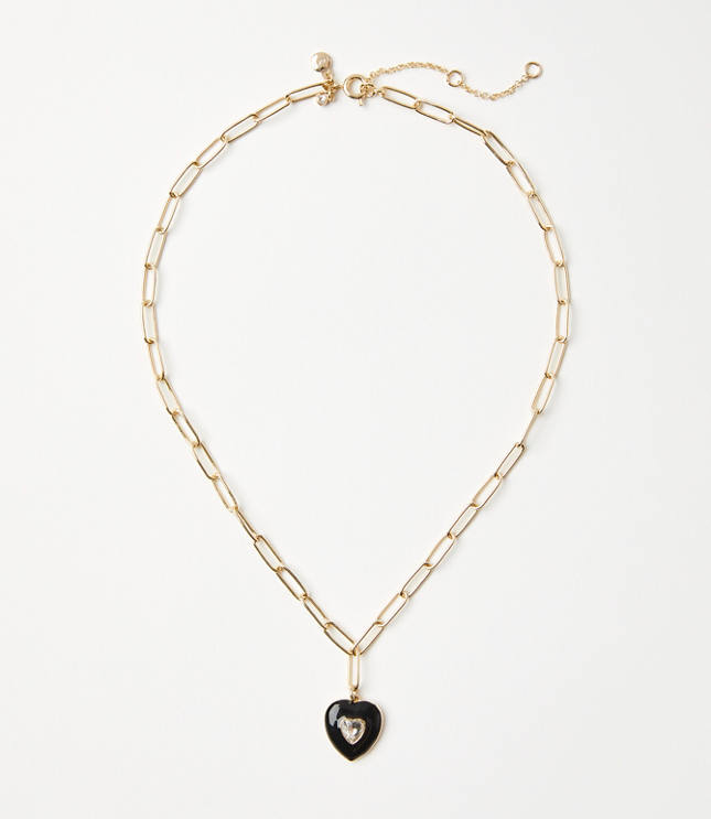 Enamel Heart Chain Link Necklace