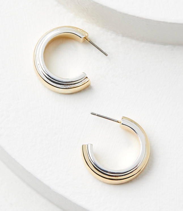 Mixed Metal Double Hoop Earrings