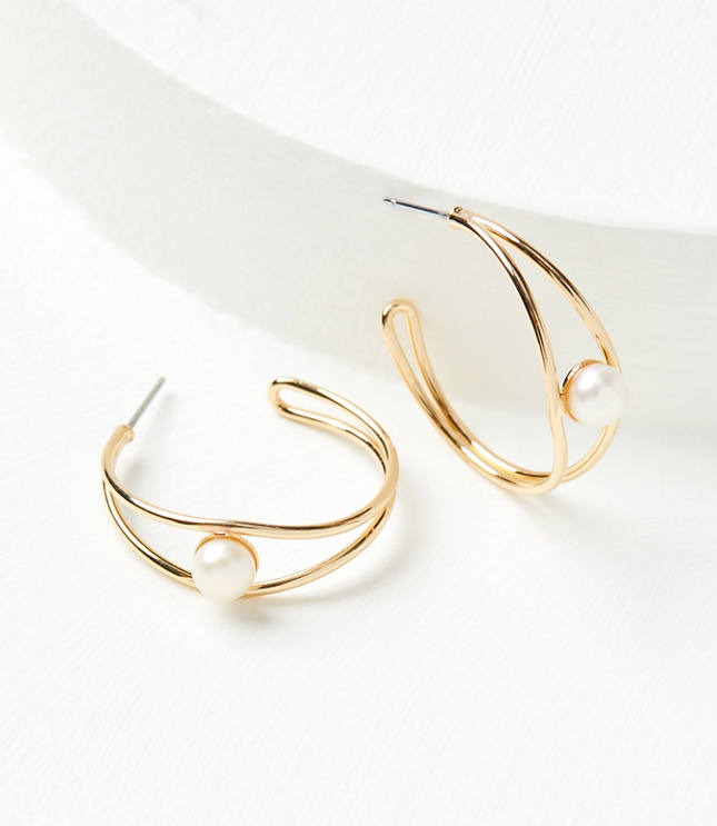 Pearlized Open Hoop Earrings