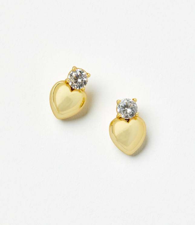 Pave Puffy Heart Stud Earrings