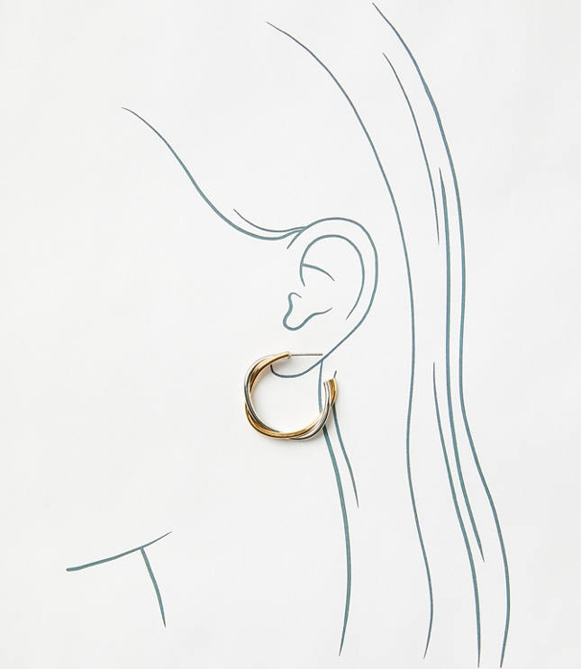 Mixed Metal Twist Hoop Earrings