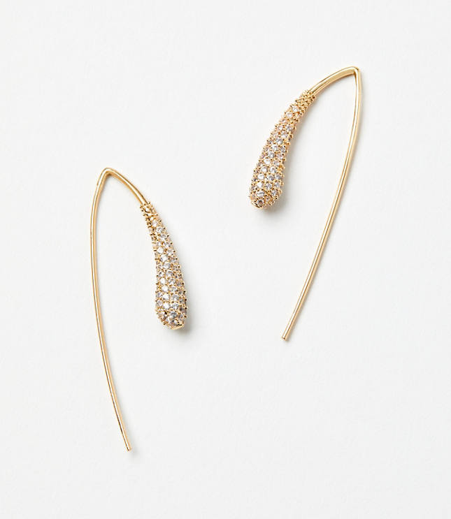 Pave Pull Through Teardrop Earrings