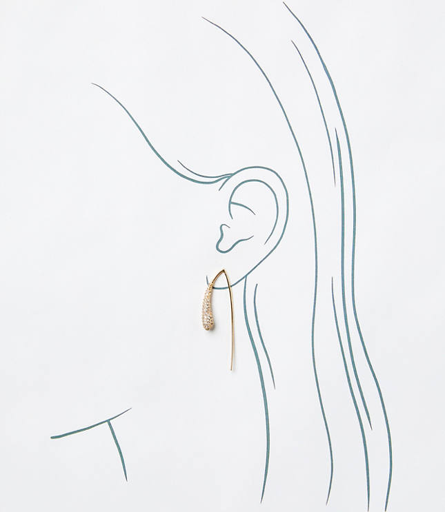 Pave Pull Through Teardrop Earrings