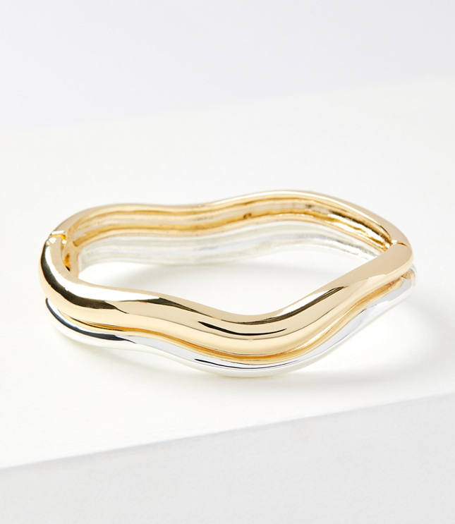 Mixed Metal Wave Cuff Bracelet