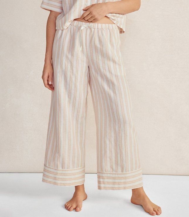 Loft Haven Well Within Organic Cotton Linen Striped Pajama Pants