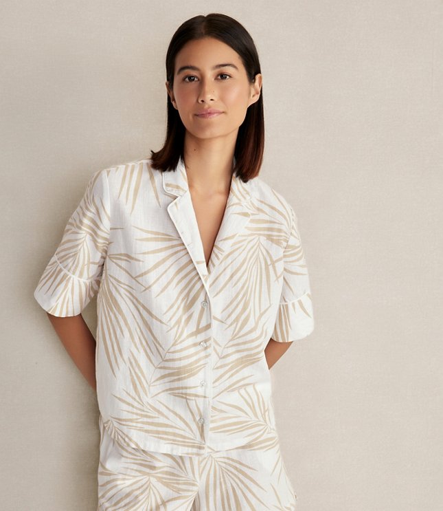 Haven Well Within Organic Cotton Linen Palm Print Pajama Top
