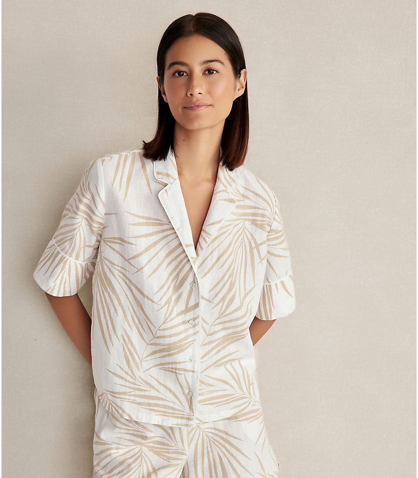 Haven Well Within Organic Cotton Linen Palm Print Pajama Top