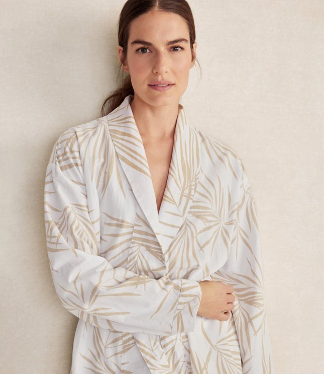 Haven Well Within Organic Cotton Linen Palm Print Robe
