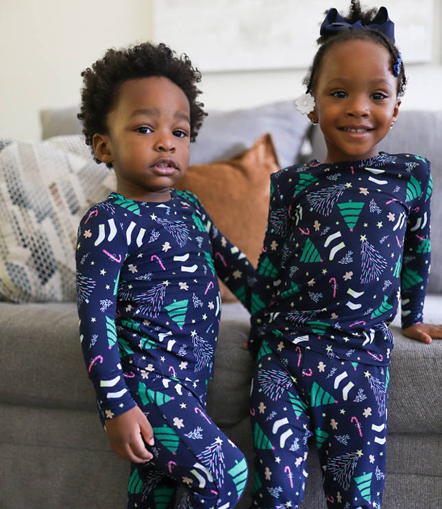 Posh Peanut Holiday Tree Long Sleeve Basic Pajama Set