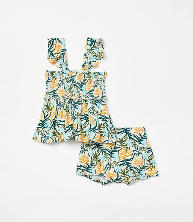 Posh Peanut x LOFT Sunset Smocked Babydoll Bummie Set