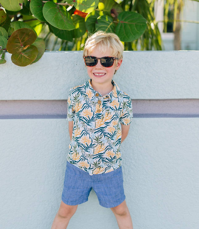 Posh Peanut X LOFT Sunset Short Sleeve Collared Henley Top