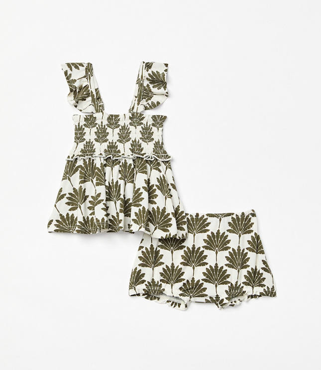 Posh Peanut x LOFT Palm Smocked Babydoll Bummie Set