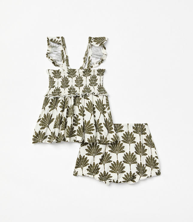 Posh Peanut x LOFT Palm Smocked Babydoll Bummie Set