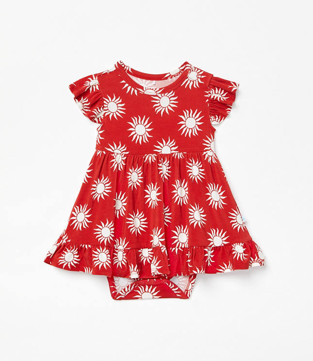 Posh Peanut X LOFT Sunny Cap Sleeve Ruffled Twirl Bodysuit Dress