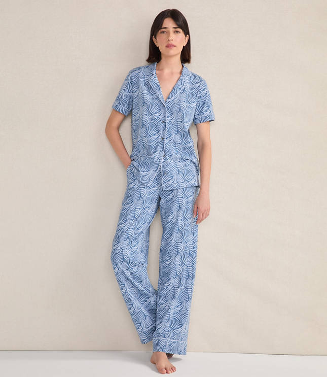 Loft Haven Well Within Organic Cotton Jersey Abstract Wave Sleep Set