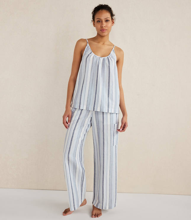 Loft Haven Well Within Organic Cotton Linen Coastal Stripe Sleep Cami