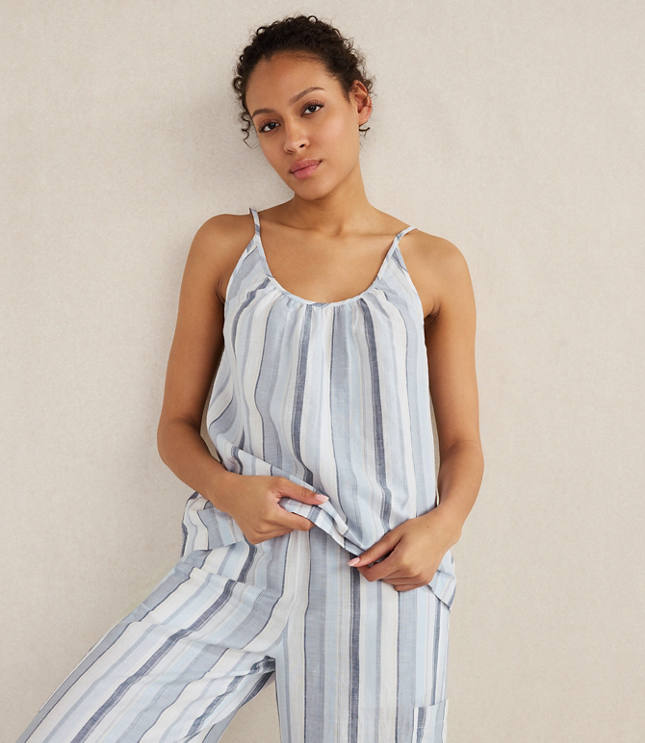 Haven Well Within Organic Cotton Linen Coastal Stripe Sleep Cami