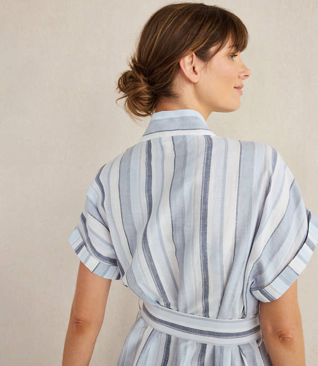 Haven Well Within Organic Cotton Linen Coastal Stripe Robe