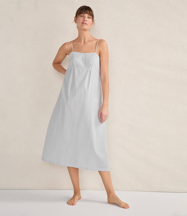 Haven Well Within Organic Cotton Poplin Delicate Stripe Sleep Dress