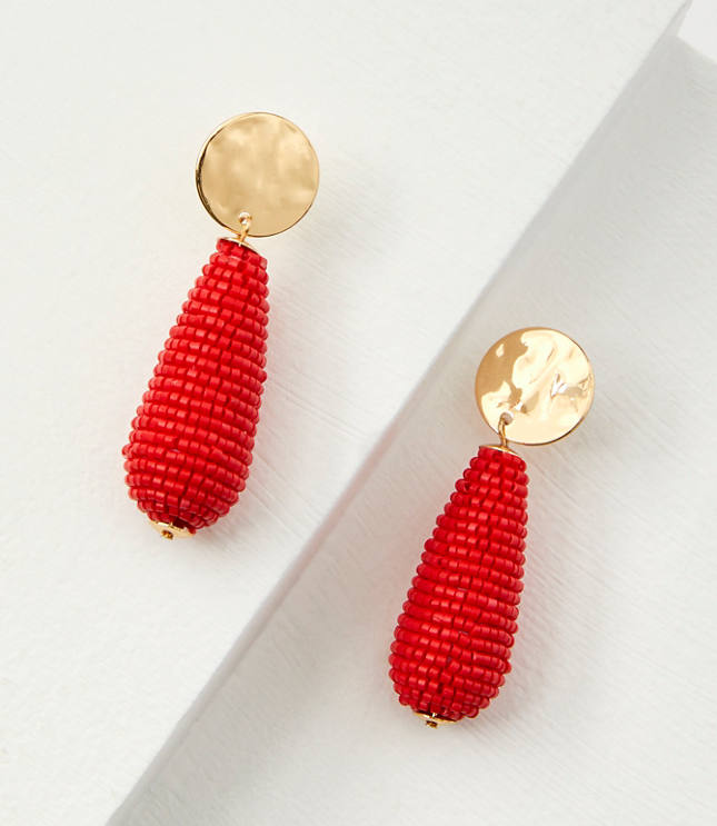 Molded Coin Beaded Drop Earrings