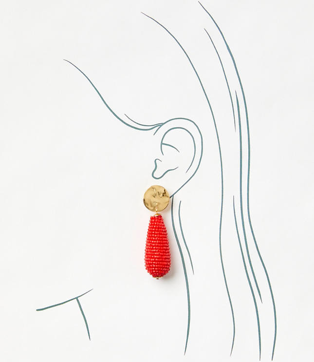 Molded Coin Beaded Drop Earrings